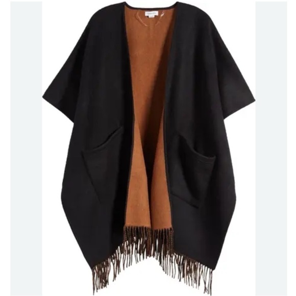 Nordstrom Reversible Pocket Wool & Cashmere Ruana Poncho Coat - Picture 5 of 10